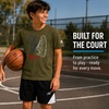 image:imageNew Balance Boys 2 Piece Cotton Blend Jersey Shirt amp Basketball Shorts  Bold Front Design Breathable Short Sleeve Top Flexible Fit Built for Sports Play amp Confident Everyday Youth StyleDark OlivineBlack