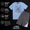 image:imageNew Balance Boys 2 Piece Cotton Blend Jersey Shirt amp Basketball Shorts  Bold Front Design Breathable Short Sleeve Top Flexible Fit Built for Sports Play amp Confident Everyday Youth StyleElectric Sky Grey