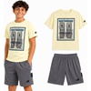 image:imageNew Balance Boys 2 Piece Cotton Blend Jersey Shirt amp Basketball Shorts  Bold Front Design Breathable Short Sleeve Top Flexible Fit Built for Sports Play amp Confident Everyday Youth StyleYellow Grey