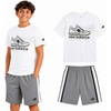 image:imageNew Balance Boys 2 Piece Cotton Blend Jersey Shirt amp Basketball Shorts  Bold Front Design Breathable Short Sleeve Top Flexible Fit Built for Sports Play amp Confident Everyday Youth StyleWhite Sneaker