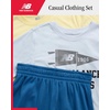 image:imageNew Balance Boys 3 Piece Crewneck Graphic Tees amp Performance Shorts 812  Fun Modern Prints Solid Coordinated Tops Easy Dressing Built for Sports Play amp Practical Everyday Summer WearBlue Parchment